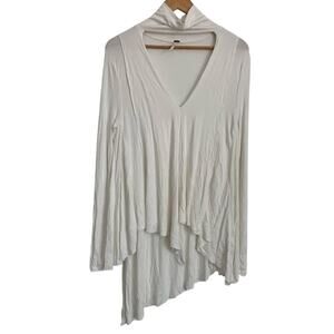 Free People size S Ribbed Tunic Top Choker Collar Long Sleeve Soft